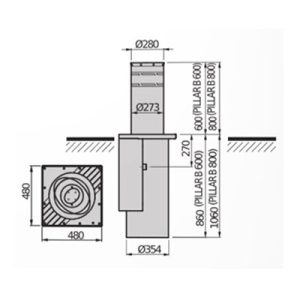 automatic-bollards-bft-PILLAR-B-dimensions